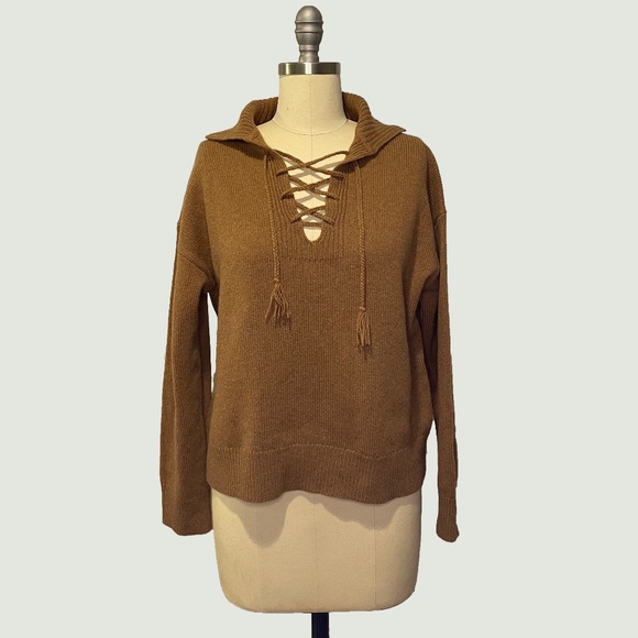 Nili Lotan - Gloria Sweater - Cognac Lace Up Sweater - NWT - Picture 1 of 9